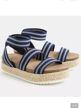Torrid Navy Striped Espadrille Platform Sandals Size 10WW